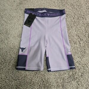 NEW Under Armour Project Rock Compression Bike Shorts Womens XS Purple $50